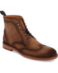 Taft - Mack Handcrafted Burnished Suede Leather Wingtip Brogue Dress Lace-up Boots - Lyst