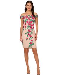 Adrianna Papell - Cascading Florals Off-the-shoulder Dress - Lyst