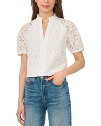 Cece - Short-sleeve Split Neck Blouse - Lyst