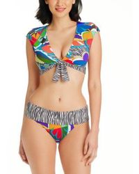 Bleu Rod Beattie - The Mix Tie Front Cap Sleeve Cropped Bikini Top Fold Over Bikini Bottoms - Lyst