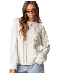 Edikted - Jessy Cable Knit Oversized Sweater - Lyst