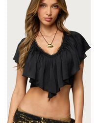 Edikted - Deena Ruffled V Neck Top - Lyst