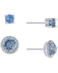 Giani Bernini 2-pc. Set Crystal & Cubic Zirconia Solitaire & Halo Stud Earrings, Created For Macy's - Blue