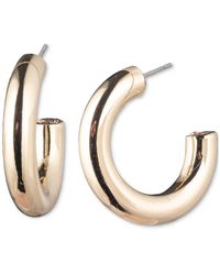 Karl Lagerfeld - Tone Small Tubular C-hoop Earrings - Lyst