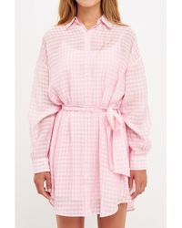 English Factory - Striped Belted Tunic Shirt Dress - Lyst