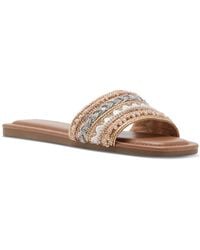Madden Girl - Thread Beaded Square-toe Slide Flat Sandals - Lyst