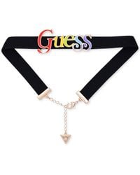 Guess - Tone Rainbow Logo Choker Necklace - Lyst