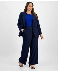 Tahari - Asl Plus Size Single Button Crepe Blazer Wide Leg Pants - Lyst