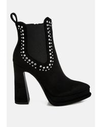 LONDON RAG - Dalton Studs Embellished High Ankle Boots - Lyst