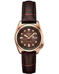 Seiko - Automatic 5 Sports Leather Strap Watch 28mm - Lyst