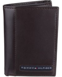 Mens Accessories Wallets and cardholders Tommy Hilfiger Business Leather Trifold Black for Men 