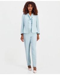 Kasper - Collarless Jacket Sleeveless Cowl Neck Blouse Fly Front Slim Pants - Lyst
