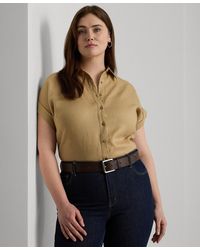 Ralph Lauren - Plus Size Linen Dolman-sleeve Shirt - Lyst