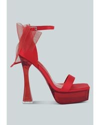 LONDON RAG - Kiri Satin Clear High Heeled Bow Sandals - Lyst
