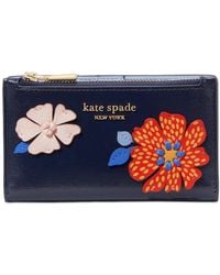 Kate Spade - Dottie Bloom Flower Applique Saffiano Leather Small Slim Bifold Wallet - Lyst