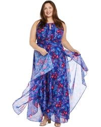 R & M Richards - Plus Size Floral-print Ruffled Maxi Dress - Lyst