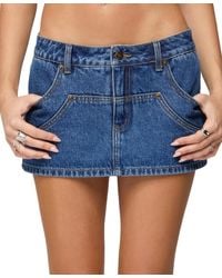 Edikted - Stitched Up Denim Mini Skort - Lyst