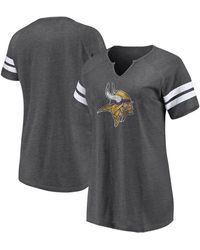 Fanatics - Distressed Minnesota Vikings Plus Size Logo Notch Neck Raglan Sleeve T-shirt - Lyst