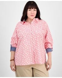 Tommy Hilfiger - Plus Size Daisy Gingham Cotton Roll-tab Shirt - Lyst
