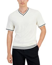 Alfani - Regular-fit Tipped Ponte-knit V-neck T-shirt - Lyst