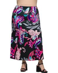 24seven Comfort Apparel - Plus Size Elastic Waist A-line Maxi Skirt - Lyst