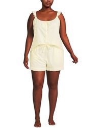 Lands' End - Plus Size Poplin 2 Piece Pajama Set - Lyst