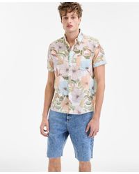 Sun & Stone - Sun + Stone Duke Short Sleeve Floral Print Linen Blend Button-front Shirt - Lyst