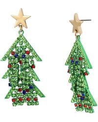 Betsey Johnson - Faux Stone Santa Baby Christmas Tree Drop Earrings - Lyst