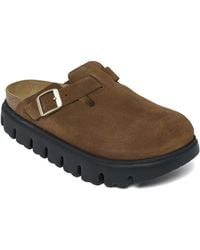 Birkenstock - Boston Chunky Suede Leather Platform Sandals From Finish Line - Lyst
