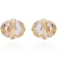 Vince Camuto - Tone Clear Glass Stone Button Clip-on Earrings - Lyst
