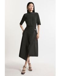 Karen Millen - Asymmetric Knit Midi Dress - Lyst
