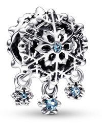 PANDORA - Crystal Stone Icy Snowflake Drop Charm - Lyst