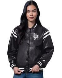 Starter - Black Boston Celtics High Heat Leather Varsity Full-snap Jacket - Lyst