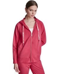 DKNY - Two-tone Zip-front Long-sleeve Hoodie - Lyst