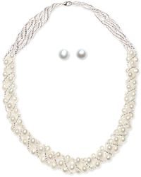 Macy's - Cultured Freshwater Pearl Woven Necklace (4mm - Lyst