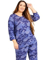 Avenue - Plus Size V Hacci Camo Top - Lyst