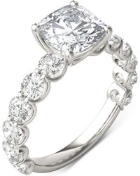 Charles & Colvard - Moissanite Cushion & Round Engagement Ring (3-1/2 Ct. T.w. Diamond Equivalent - Lyst