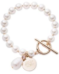 Ralph Lauren - Gold-tone Imitation Pearl Charm toggle Clasp Bracelet - Lyst