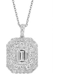 Effy - Effy Lab Grown Diamond Emerald- & Round-cut Pendant Necklace (2-1/8 Ct. T.w. - Lyst