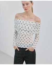 Mango - Polka-dot Strapless Shirt - Lyst