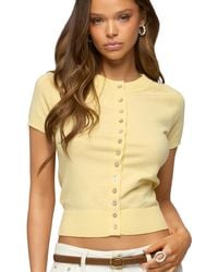 Edikted - Wilmer Button Up Short Sleeve Knit Top - Lyst