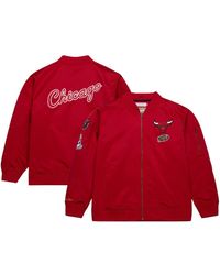 Mitchell & Ness - Distressed Chicago Bulls Hardwood Classics Vintage-like Logo Full-zip Bomber Jacket - Lyst
