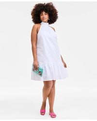 On 34th - Trendy Plus Size Bow-back Tiered Mini Dress - Lyst