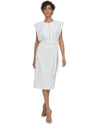Calvin Klein - Cap-sleeve Tie-waist Sheath Dress - Lyst