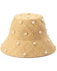 Kate Spade - Imitation Pearl Embellished Straw Cloche - Lyst