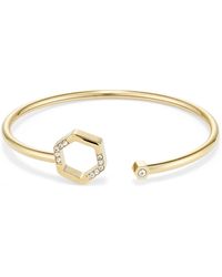 Olivia Burton - Crystal Honeycomb Tone Stainless Steel Bangle Bracelet - Lyst