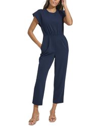 Calvin Klein - Short-sleeve Smocked-waist Jumpsuit - Lyst