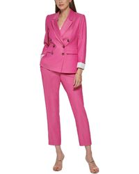 DKNY - Petite Double-breasted Striped-cuff Blazer - Lyst