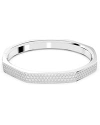 Swarovski - Crystal Dextera Bangle Octagon Shape Pave Medium White Rhodium Plated - Lyst