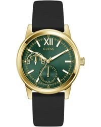Guess - Gold-tone Silicone Strap Watch 42mm - Lyst
